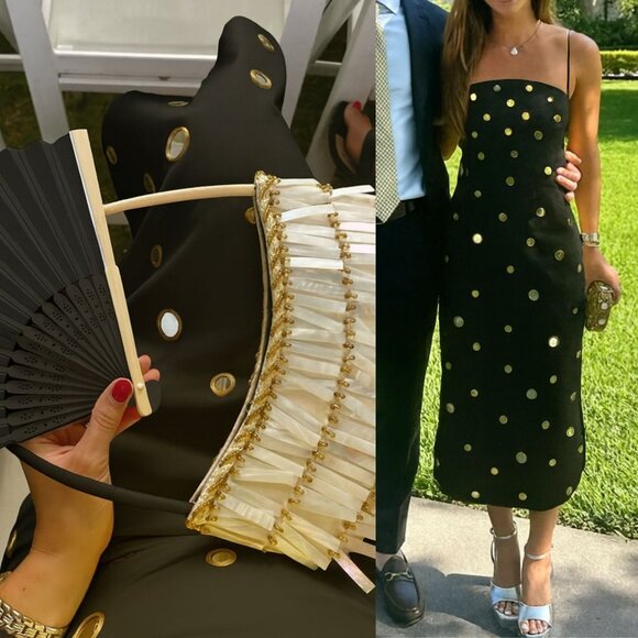 Alexis Malia Midi Dress Black Mirrored Grommet Curved Size S NWT‎ - Picture 11 of 11